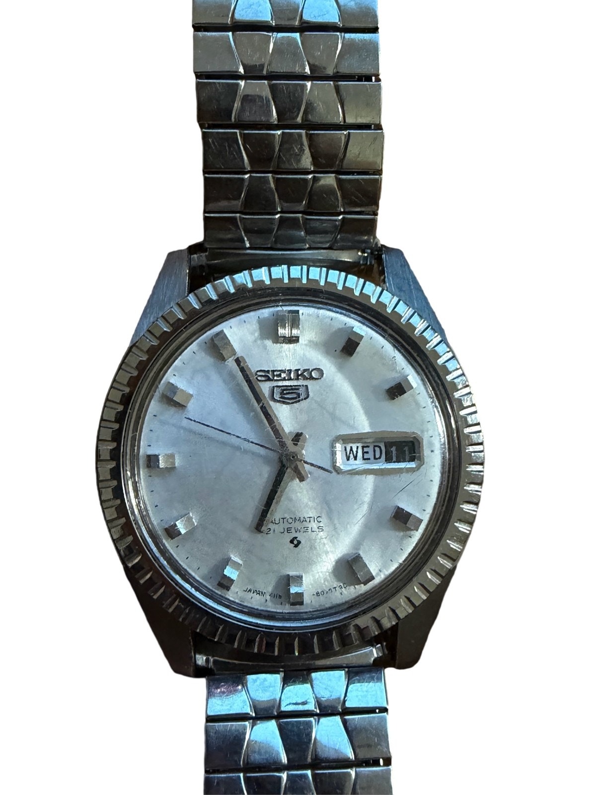 Seiko 5 Automatic Watch Silver Dial Stainless Steel Day Date Mens